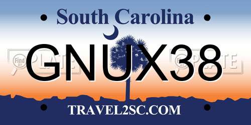 GNUX38 South Carolina License Plate