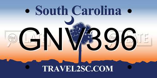 GNV396 South Carolina License Plate
