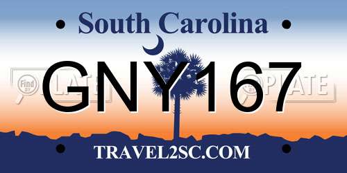 GNY167 South Carolina License Plate