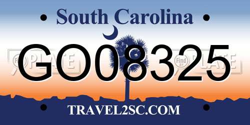 GO08325 South Carolina License Plate