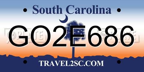 GO2E686 South Carolina License Plate