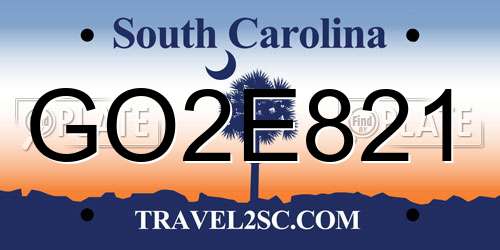 GO2E821 South Carolina License Plate