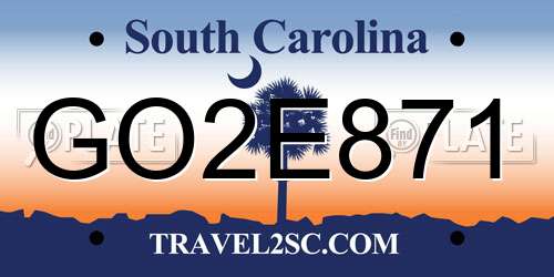 GO2E871 South Carolina License Plate