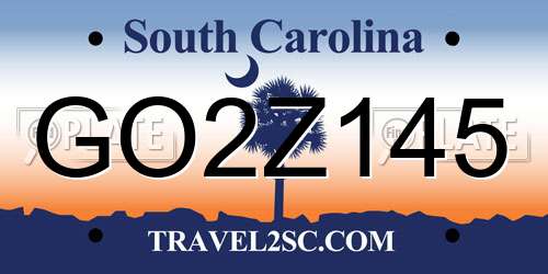 GO2Z145 South Carolina License Plate