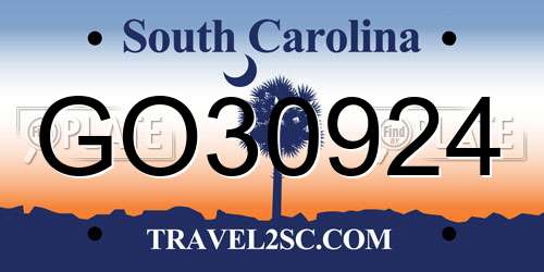 GO30924 South Carolina License Plate