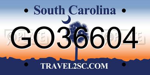 GO36604 South Carolina License Plate