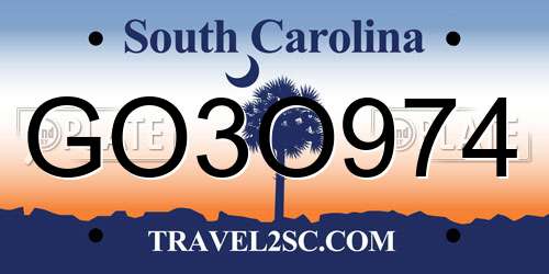 GO3O974 South Carolina License Plate