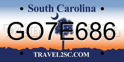 GO7E686 South Carolina License Plate