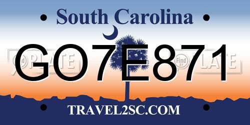 GO7E871 South Carolina License Plate