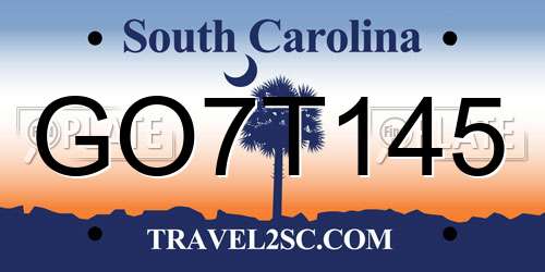 GO7T145 South Carolina License Plate