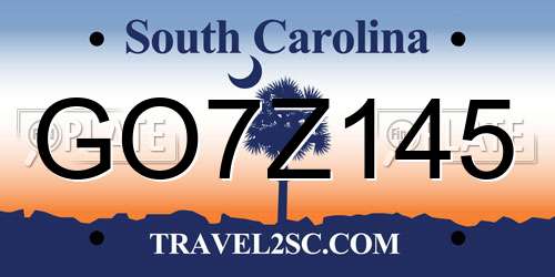 GO7Z145 South Carolina License Plate