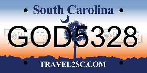 GOD5328 South Carolina License Plate