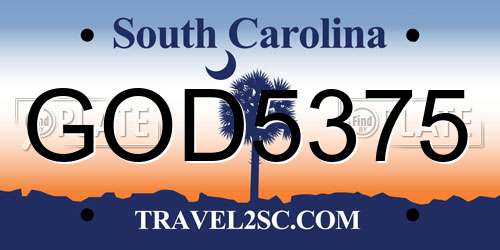 GOD5375 South Carolina License Plate