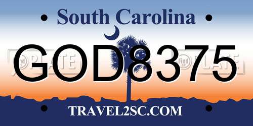 GOD8375 South Carolina License Plate