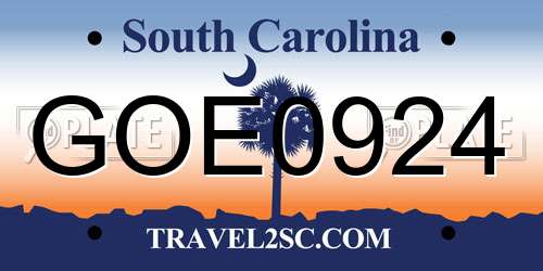 GOE0924 South Carolina License Plate
