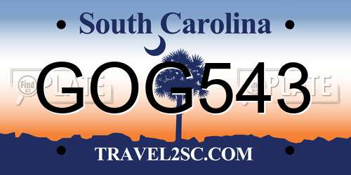 GOG543 South Carolina License Plate