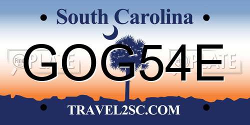 GOG54E South Carolina License Plate