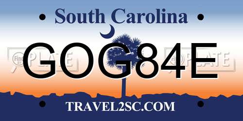 GOG84E South Carolina License Plate