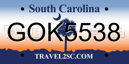 GOK5538 South Carolina License Plate