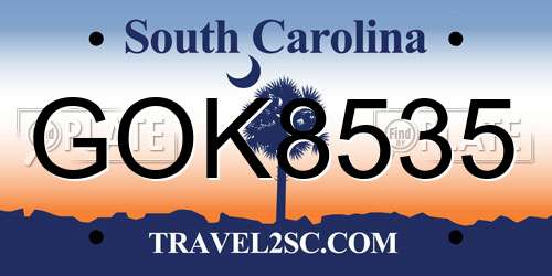 GOK8535 South Carolina License Plate
