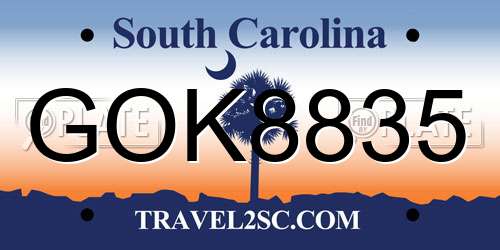 GOK8835 South Carolina License Plate