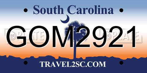 GOM2921 South Carolina License Plate