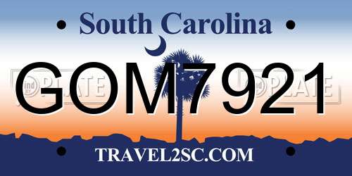 GOM7921 South Carolina License Plate