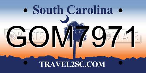 GOM7971 South Carolina License Plate