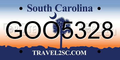GOO5328 South Carolina License Plate