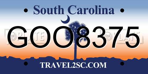 GOO8375 South Carolina License Plate