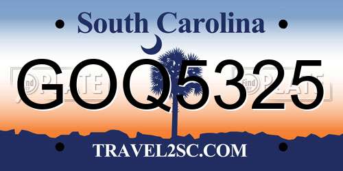 GOQ5325 South Carolina License Plate