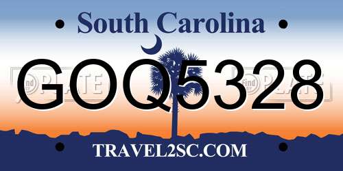 GOQ5328 South Carolina License Plate