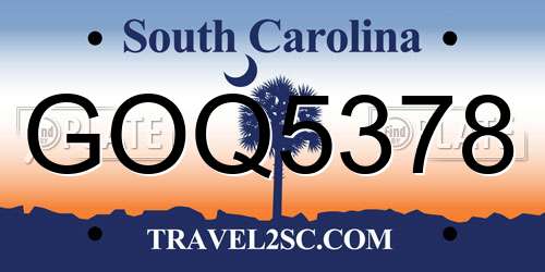 GOQ5378 South Carolina License Plate