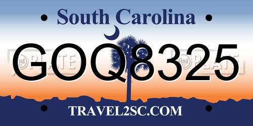 GOQ8325 South Carolina License Plate