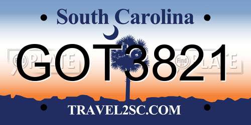 GOT3821 South Carolina License Plate
