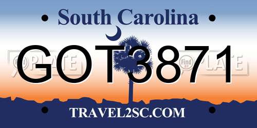 GOT3871 South Carolina License Plate