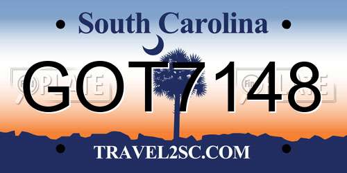 GOT7148 South Carolina License Plate