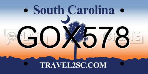 GOX578 South Carolina License Plate