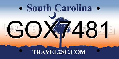 GOX7481 South Carolina License Plate