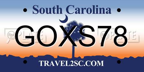GOXS78 South Carolina License Plate