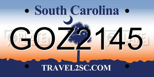 GOZ2145 South Carolina License Plate