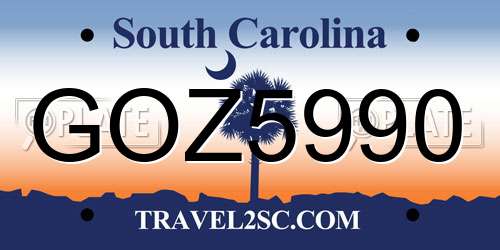 GOZ5990 South Carolina License Plate