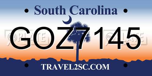 GOZ7145 South Carolina License Plate