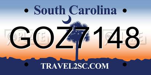 GOZ7148 South Carolina License Plate