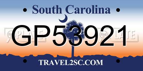 GP53921 South Carolina License Plate
