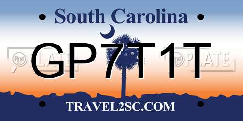 GP7T1T South Carolina License Plate