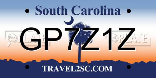 GP7Z1Z South Carolina License Plate