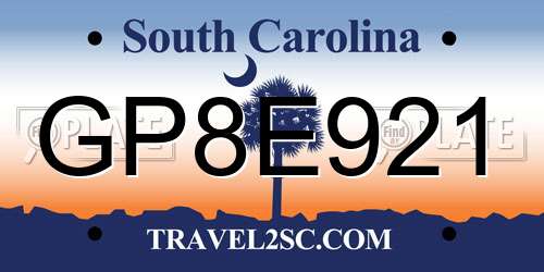 GP8E921 South Carolina License Plate