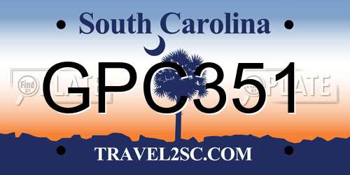 GPC351 South Carolina License Plate