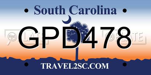 GPD478 South Carolina License Plate